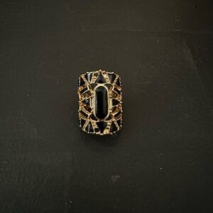 Black and Gold Geometric Ring